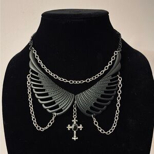 Hand Crafted Goth Wing Necklace